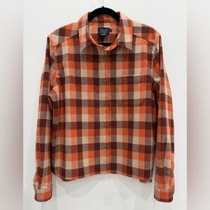 Pendleton Orange and Brown Plaid Button Down Shirt XL